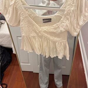 Urban Outfitters Cream Textured Top